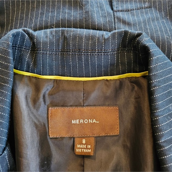 Merona women's black pin stripped dress jacket size 8 - Picture 10 of 14